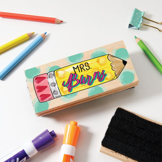 Polka Dot Pencil Personalized Wood Handle Felt Eraser