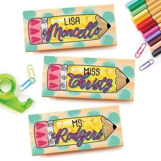 Polka Dot Pencil Personalized Wood Handle Felt Eraser