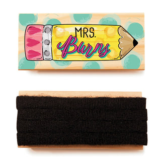 Polka Dot Pencil Personalized Wood Handle Felt Eraser