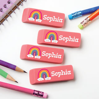 Colorful Rainbow Personalized Pink Eraser