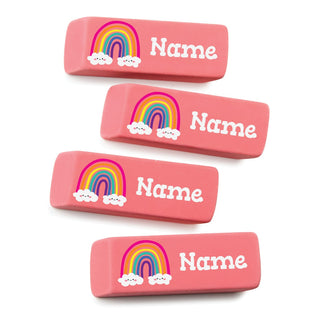 Colorful Rainbow Personalized Pink Eraser - Set of 4