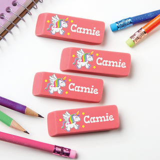 Rainbow Unicorn Personalized Pink Eraser
