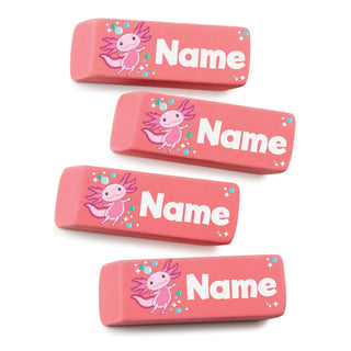 Axolotl Personalized Pink Eraser - Set of 4