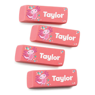 Axolotl Personalized Pink Eraser - Set of 4