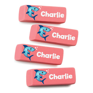 Shark Personalized Pink Eraser - Set of 4