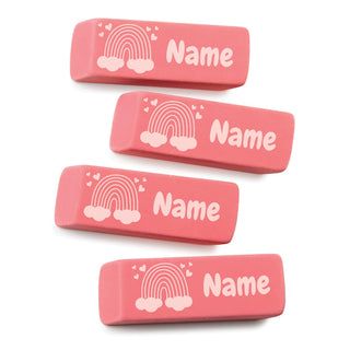 Rainbow Name Personalized Pink Eraser - Set of 4