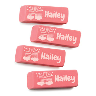 Rainbow Name Personalized Pink Eraser - Set of 4