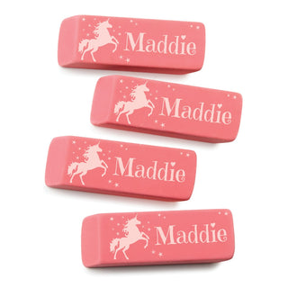 Unicorn Personalized Pink Eraser - Set of 4
