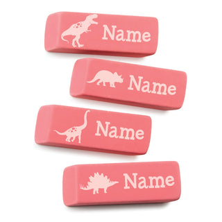 Dinosaurs Personalized Pink Eraser - Set of 4