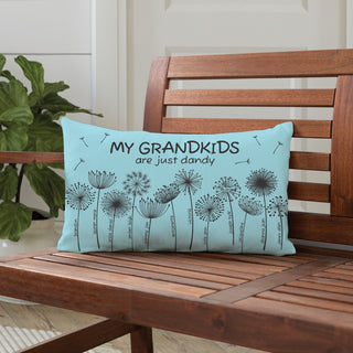 My Grandkids are Dandy Light Blue Lumbar Throw Pillow