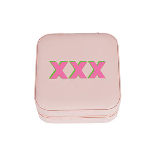 Pink Zip Travel Jewelry Case with Pink Monogram