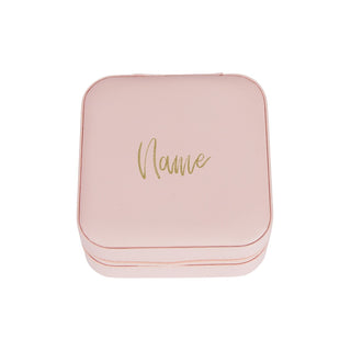 Pink Zip Travel Jewelry Case with Gold Tone Script