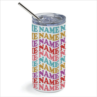 Retro Wave Name Stainless Steel Tumbler With Straw