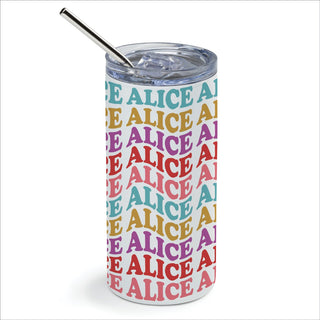 Retro Wave Name Stainless Steel Tumbler With Straw