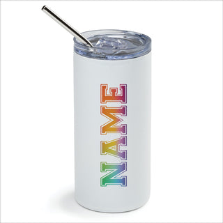 Rainbow Ombre Name Stainless Steel Tumbler With Straw