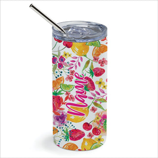 Cheerful Fruit & Flowers Stainless Steel Tumbler With Straw