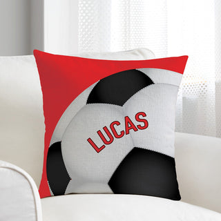 Red Soccer Ball 17" Throw Pillow