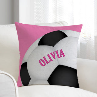 Pink Soccer Ball 17" Throw Pillow