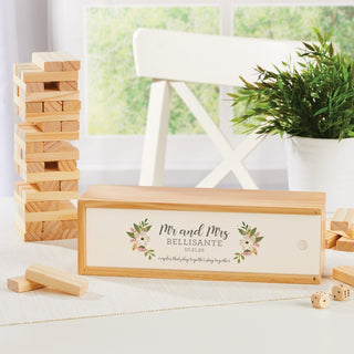 Mr and Mrs Floral Tumbling Wood Tower Game