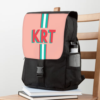 Preppy Teal Stripe Monogram Backpack