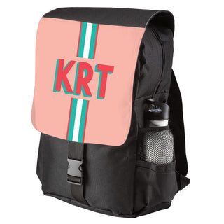 Preppy Teal Stripe Monogram Backpack