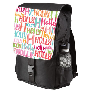Repeating Name and Initial Pink Pattern Backpack