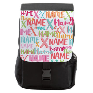 Repeating Name and Initial Pink Pattern Backpack