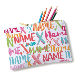 Repeating Name and Initial Pink Pattern Zip Pouch