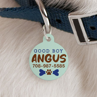 Blue Good Boy Round Pet Tag