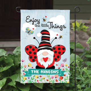 Enjoy the Little Things Lady Bug Gnome Garden Flag