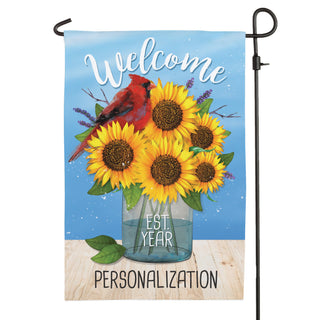 Welcome Sunflowers & Cardinal Garden Flag