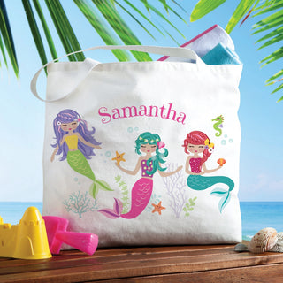 Mermaid Trio Personalized White Tote