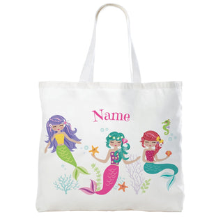 Mermaid Trio Personalized White Tote