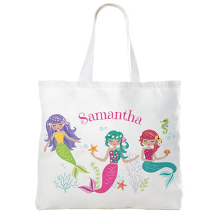 Mermaid Trio Personalized White Tote