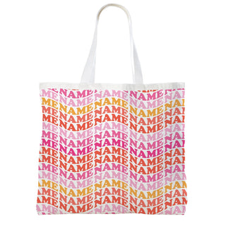 Pink Punch Wave Name Pattern Tote Bag