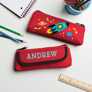 Space Theme Personalized Red Pencil Case
