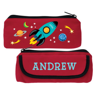 Space Theme Personalized Red Pencil Case