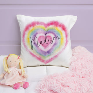 Concentric Watercolor Heart 14" Personalized Throw Pillow with Insert