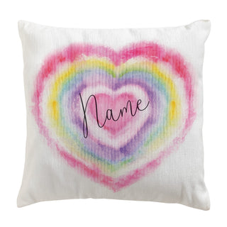 Concentric Watercolor Heart 17" Personalized Throw Pillow with Insert