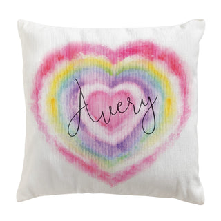 Concentric Watercolor Heart 14" Personalized Throw Pillow with Insert