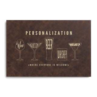 Cocktail Glasses Personalized Brown Leather Canvas Bar Sign 12x18
