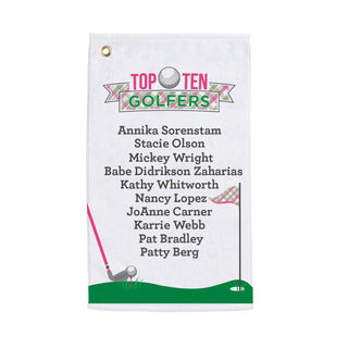 Top Ten Golfers Pink Plaid Ladies Golf Towel