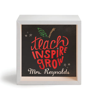 Teach Inspire Grow Personalized Light Up Wood Shadow Box 6x6
