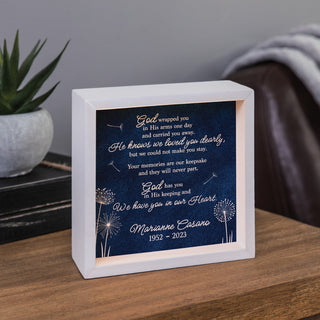 God Wrapped You in His Arms Memorial Light Up Wood Shadow Box 6x6