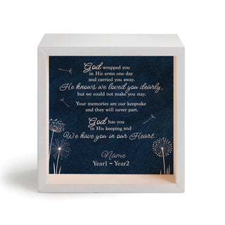 God Wrapped You in His Arms Memorial Light Up Wood Shadow Box 6x6