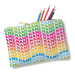 Rainbow Wave Name Pattern Zip Pouch