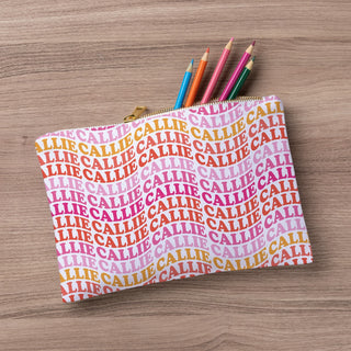 Pink Punch Wave Name Pattern Zip Pouch