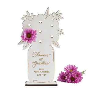 Flowers for Grandma White Wood Plaque with Stand