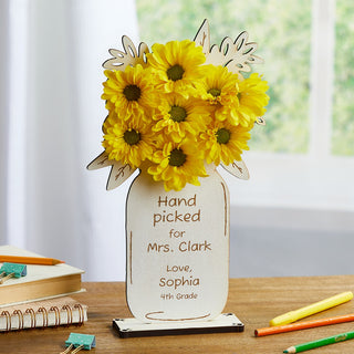 Flowers for Teacher Wood Plaque
