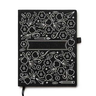 Teacher Icon Pattern Personalized Journal - Black